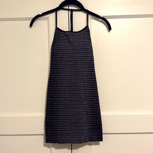 Fabletics Black & Charcoal Striped Tank Dress